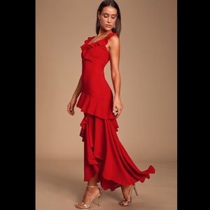 LULU’S Red Chiffon Dress